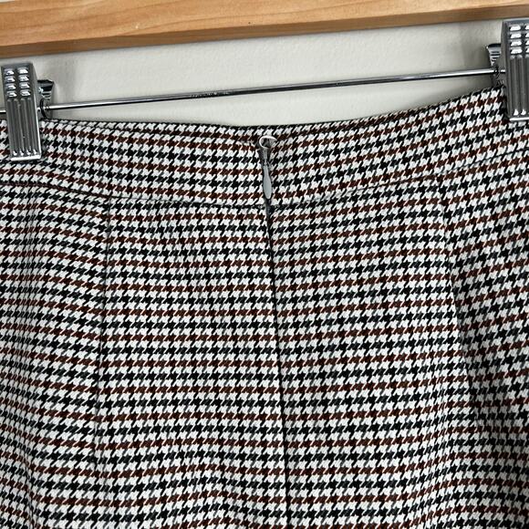 H&M Pencil Skirt Womens 4 Tan High Rise Houndstooth Light Academia Old Money - Picture 4 of 6